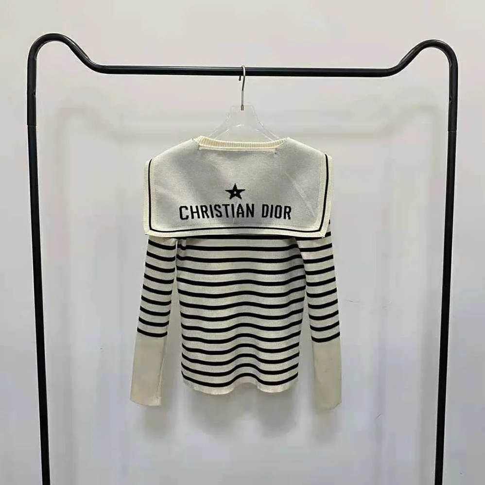 Dior Mariniere Sweater with Removable Collar for Women