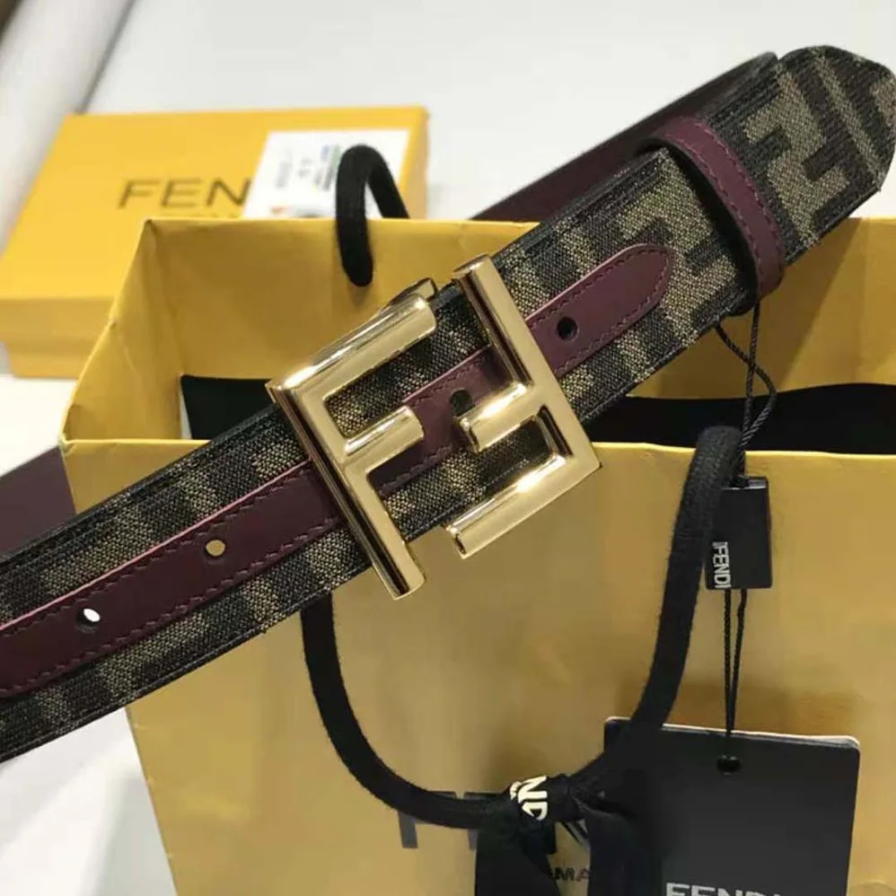 Fendi Dove Gray FF Jacquard Fabric Belt for Women Fendi Dove Gray FF Jacquard Fabric Belt for Women
