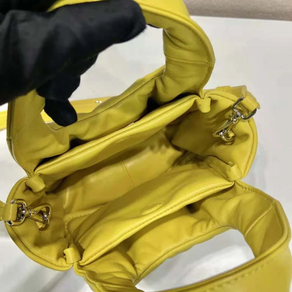 Prada Small Padded Prada Soft Nappa-Leather Bag for Women in Yellow Prada Small Padded Prada Soft Nappa-Leather Bag for Women in Yellow