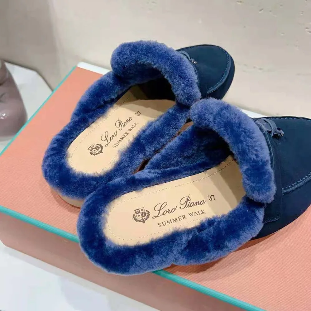 Loro Piana Charms Walk Babouche Loafers for Unisex in Navy