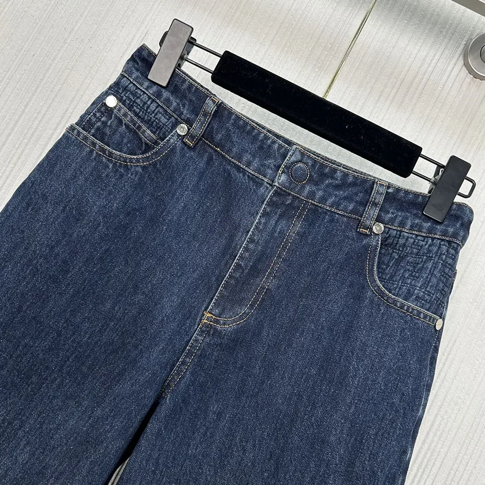 Fendi Long Jeans Dark Blue Denim Pants for Women Fendi Long Jeans Dark Blue Denim Pants for Women
