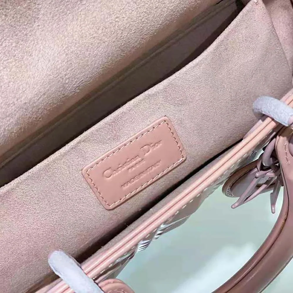 Dior Lady D-Joy Bag Rose Des Vents Cannage Calfskin with Diamond Motif for Women