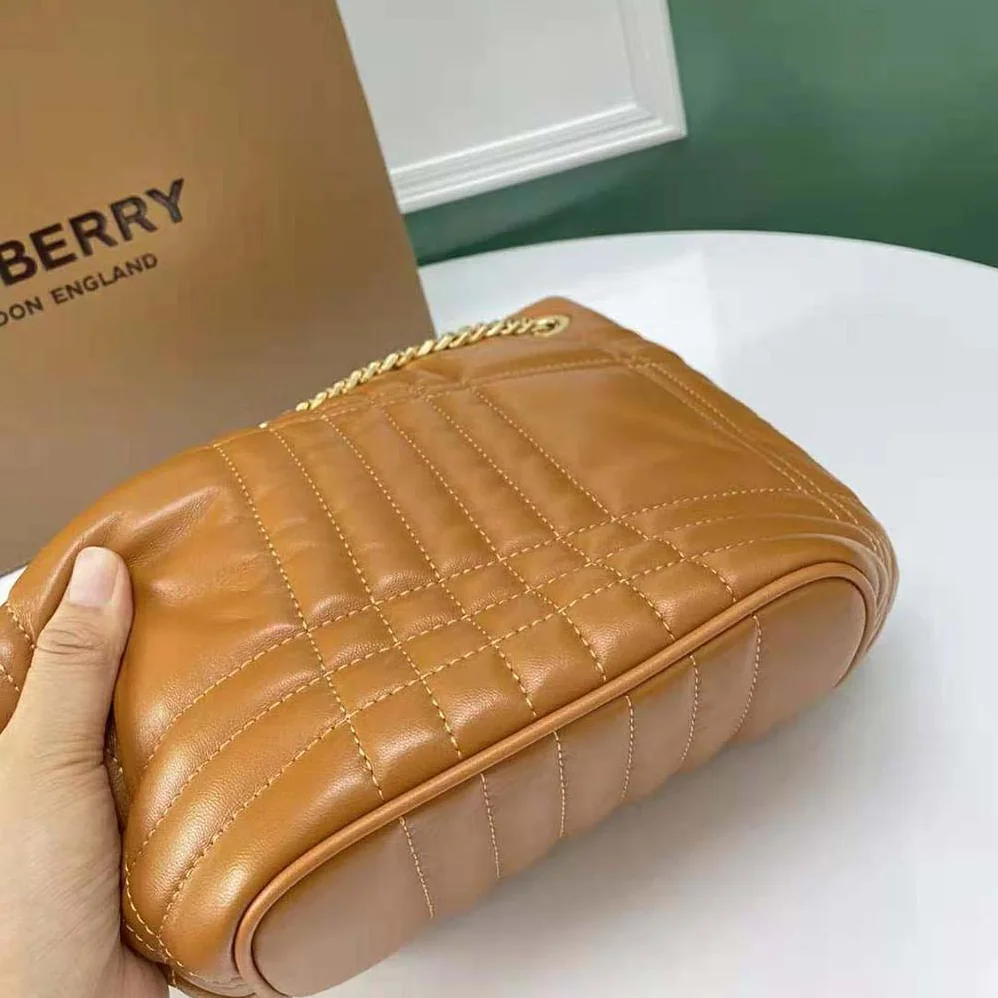 Burberry Small Quilted Lambskin Lola Bucket Bag for Women in Brown