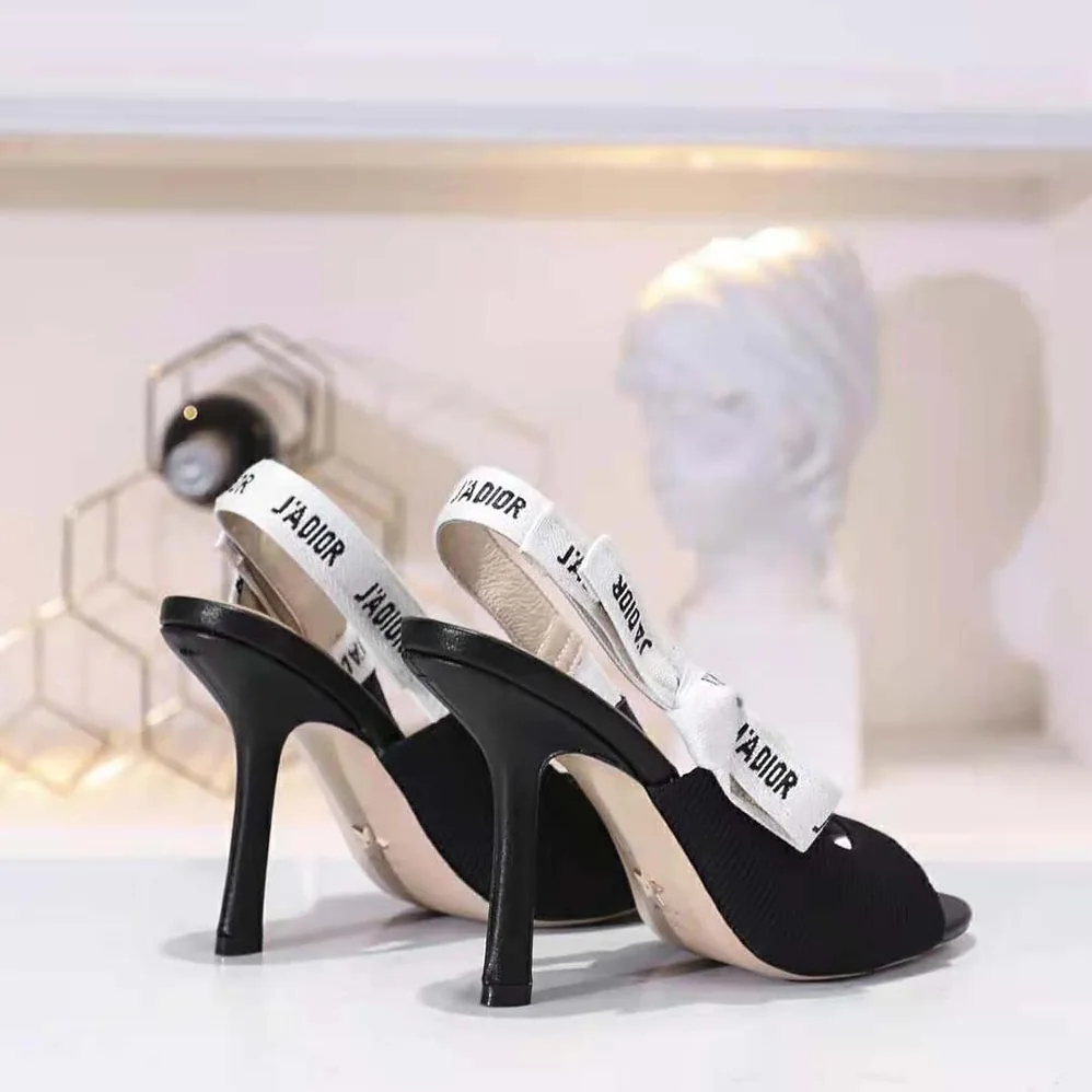 Dior J'adior Heeled Sandal Black Technical Fabric in 8.5cm Heel for Women