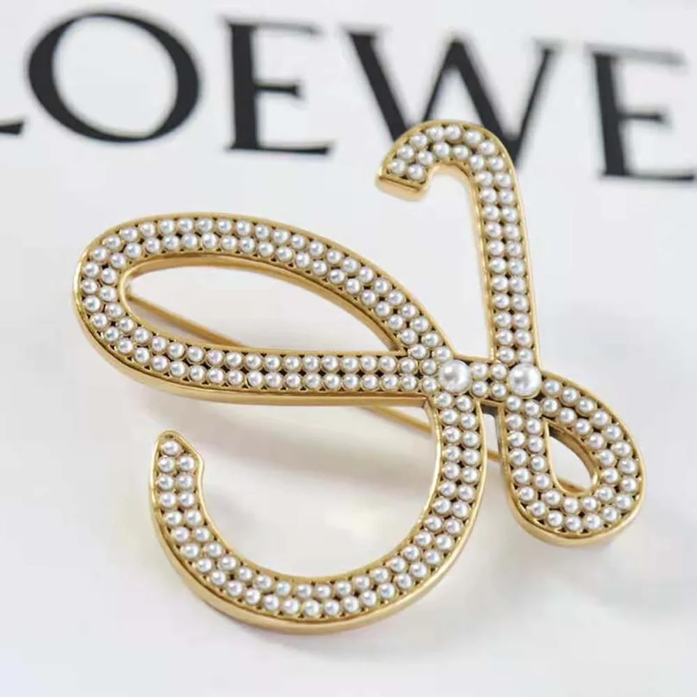 Loewe Brooch in Metal and Pearls for Women Loewe Brooch in Metal and Pearls for Women