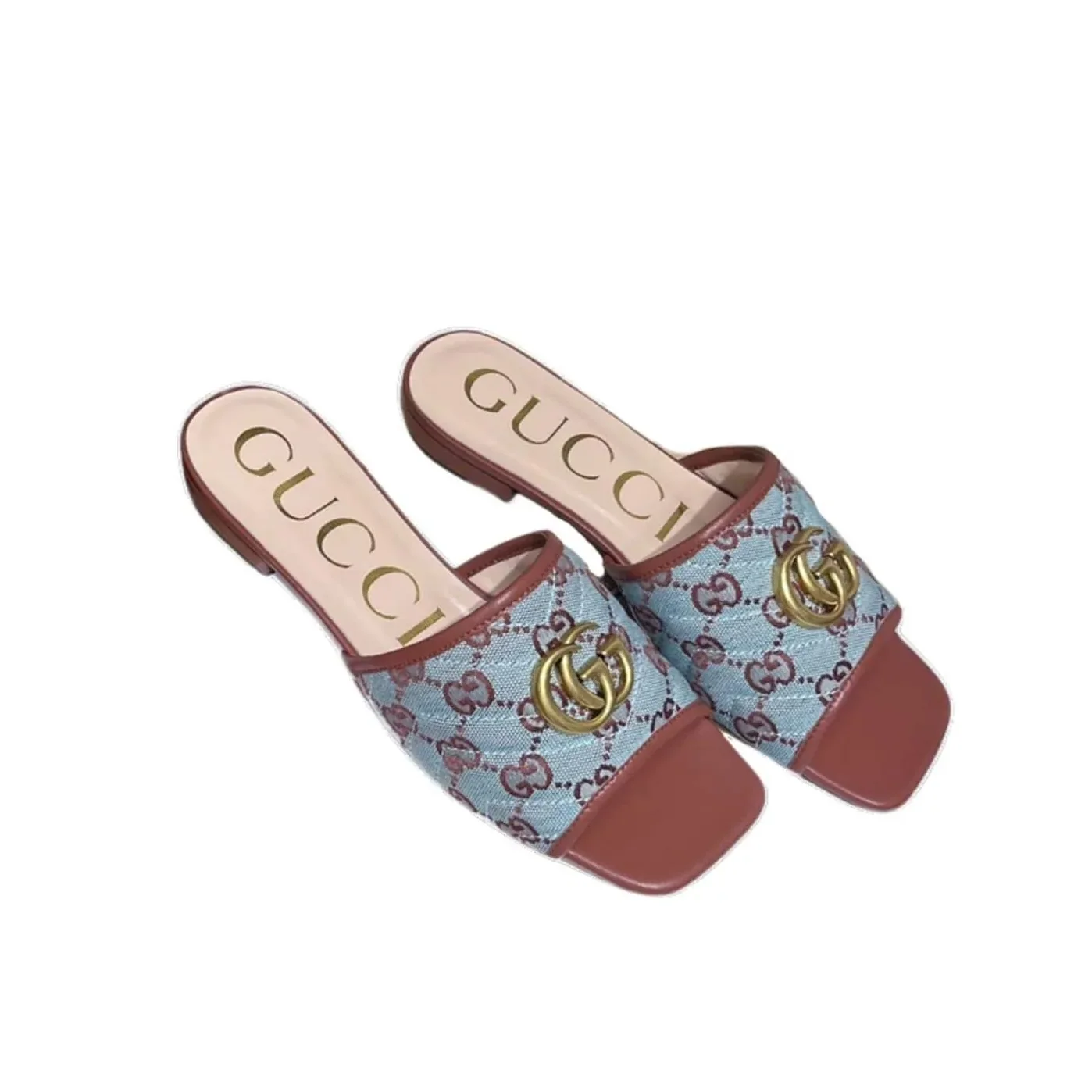 Gucci GG Raffia Effect Slide Brown for Women