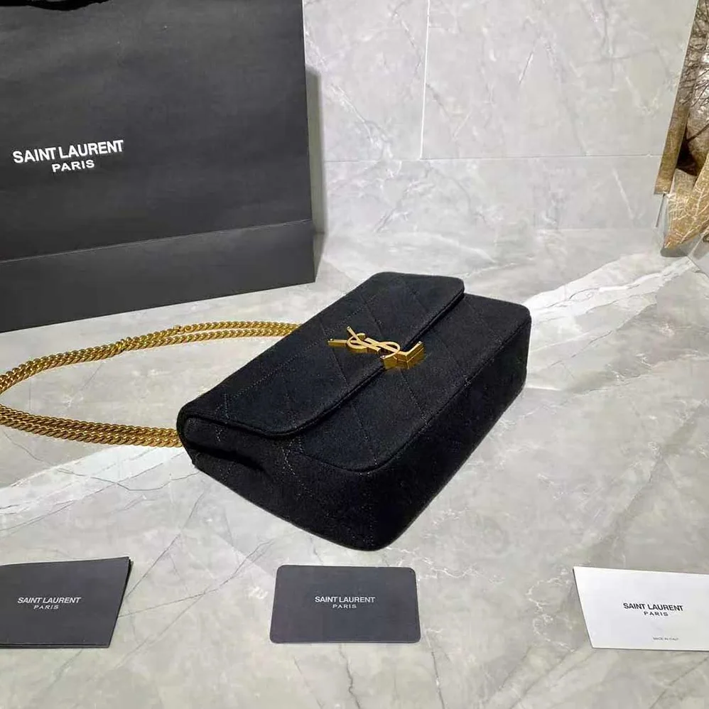 Saint Laurent YSL Jamie Medium Carre Rive Gauche in Jersey for Women in Black Saint Laurent YSL Jamie Medium Carre Rive Gauche in Jersey for Women in Black