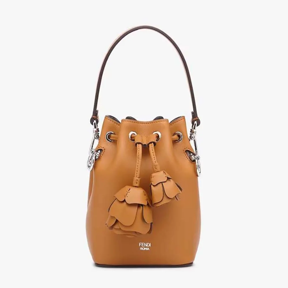 Fendi Mon Tresor Brown Leather Mini-bag with 3D Roses for Women Fendi Mon Tresor Brown Leather Mini-bag with 3D Roses for Women