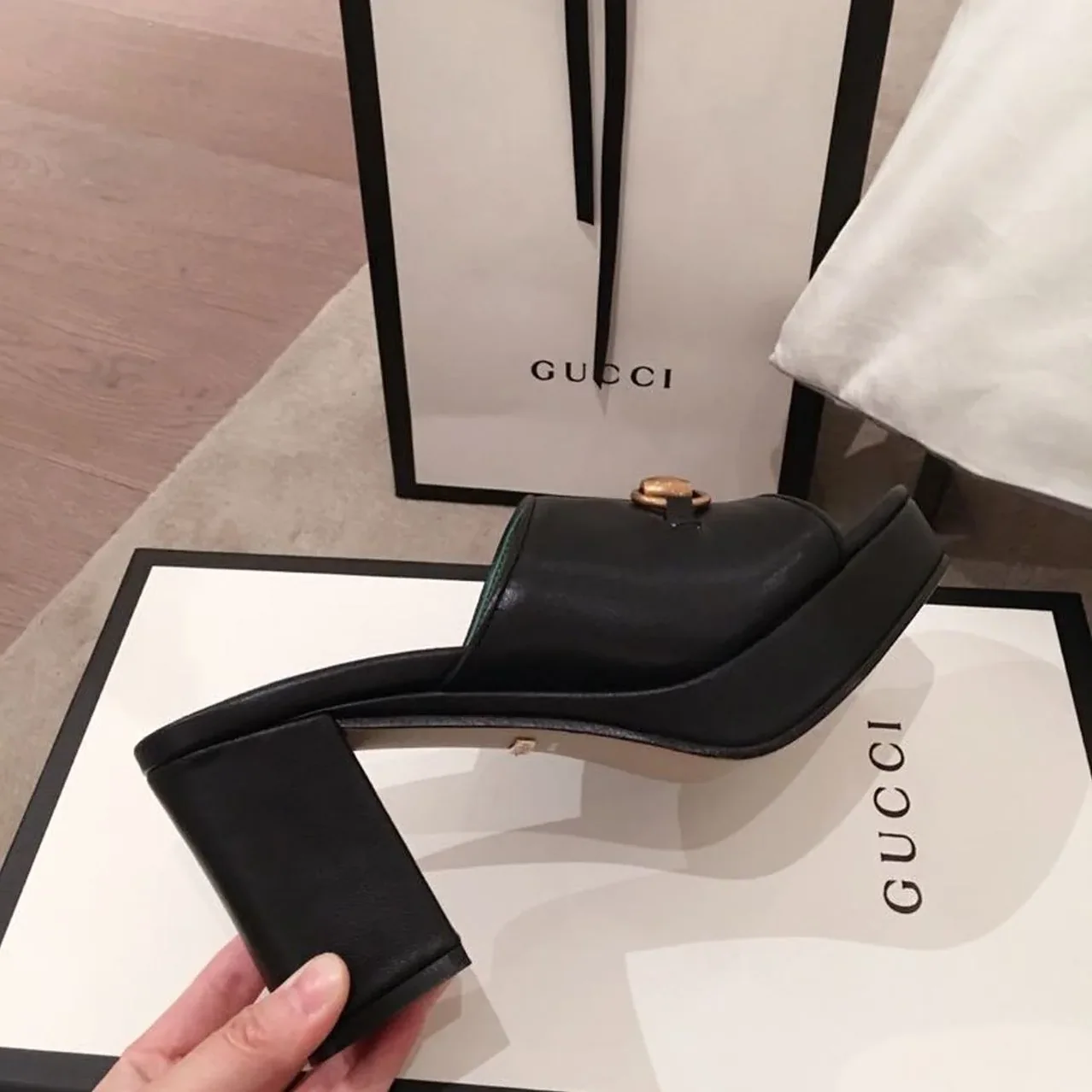 Gucci Horsebit Platform Mules Black
