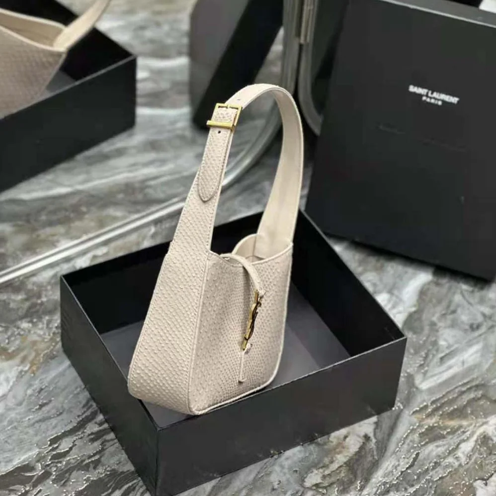 Saint Laurent YSL Le 5 A 7 Hobo Bag in Python for Women in White