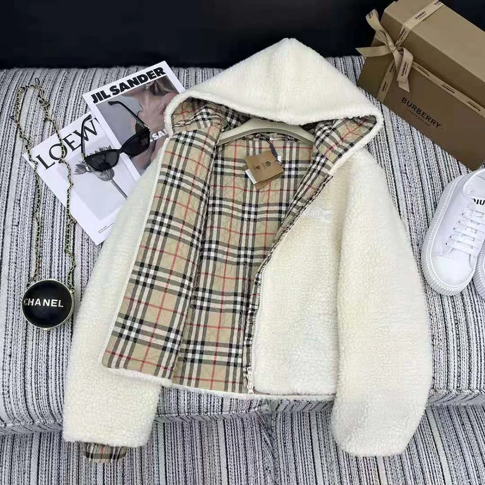 Burberry EKD Fleece Hooded Jacket for Men in White