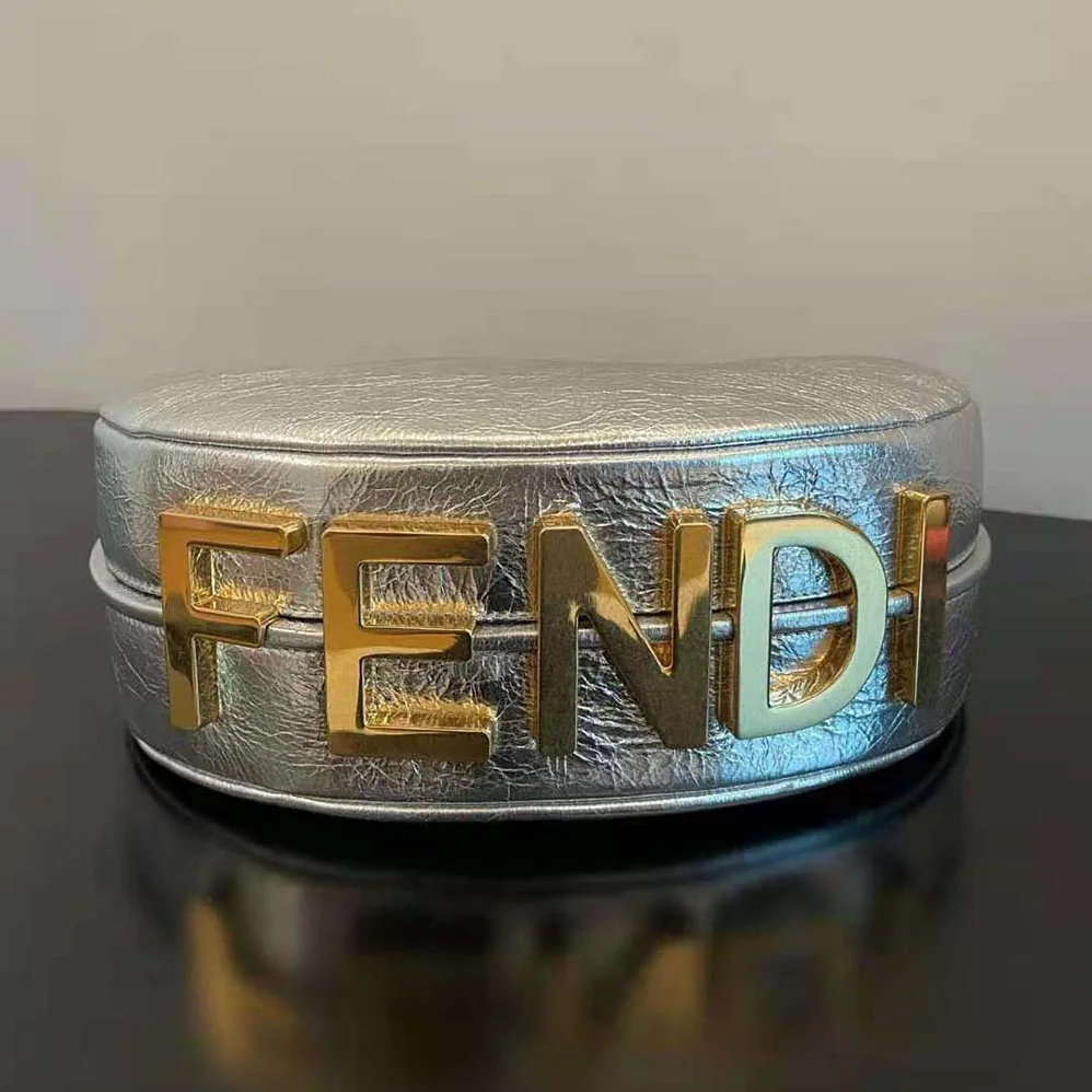 Fendi Fendigraphy Small Silver Laminated Leather Bag for Women