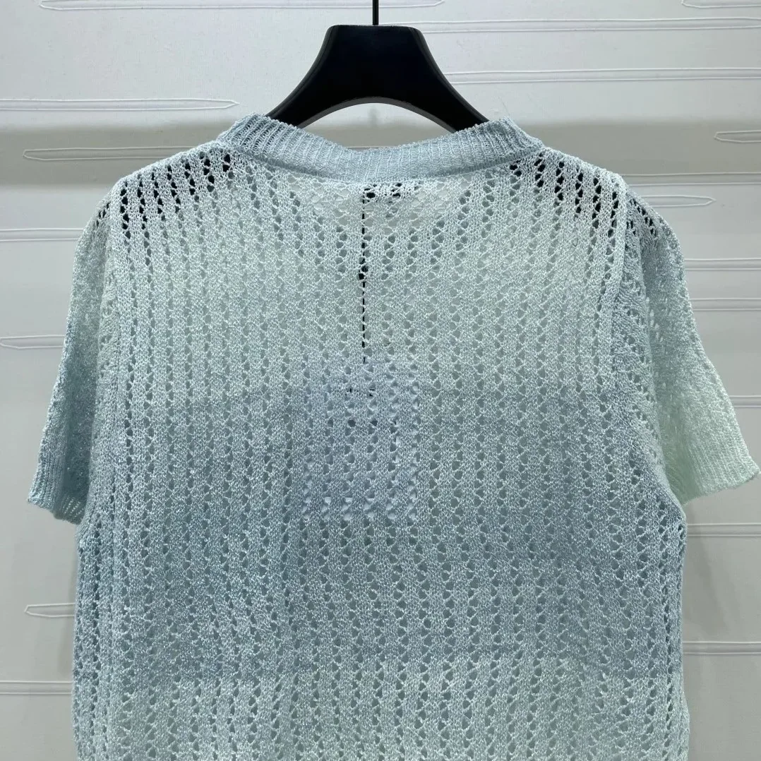 Chanel Sequin Embellished Top Ombre Blue