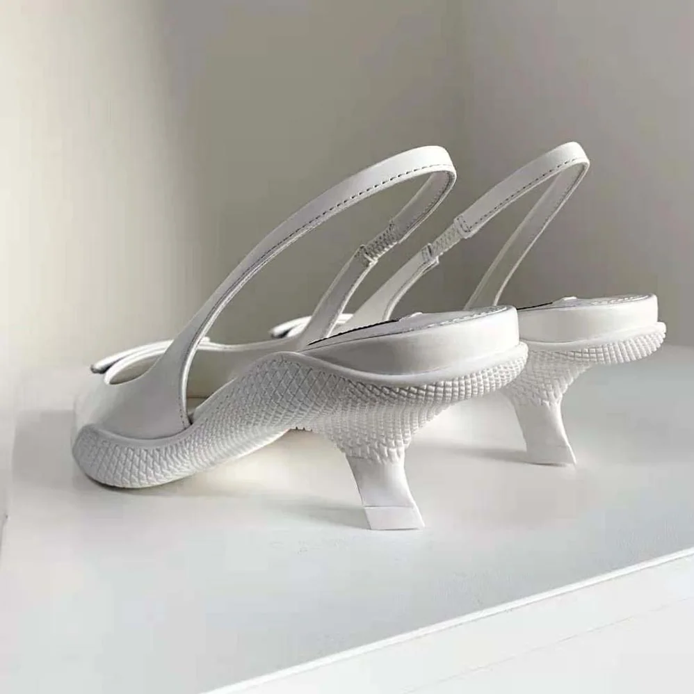 Prada Brushed Leather Slingback Pumps for Women in White