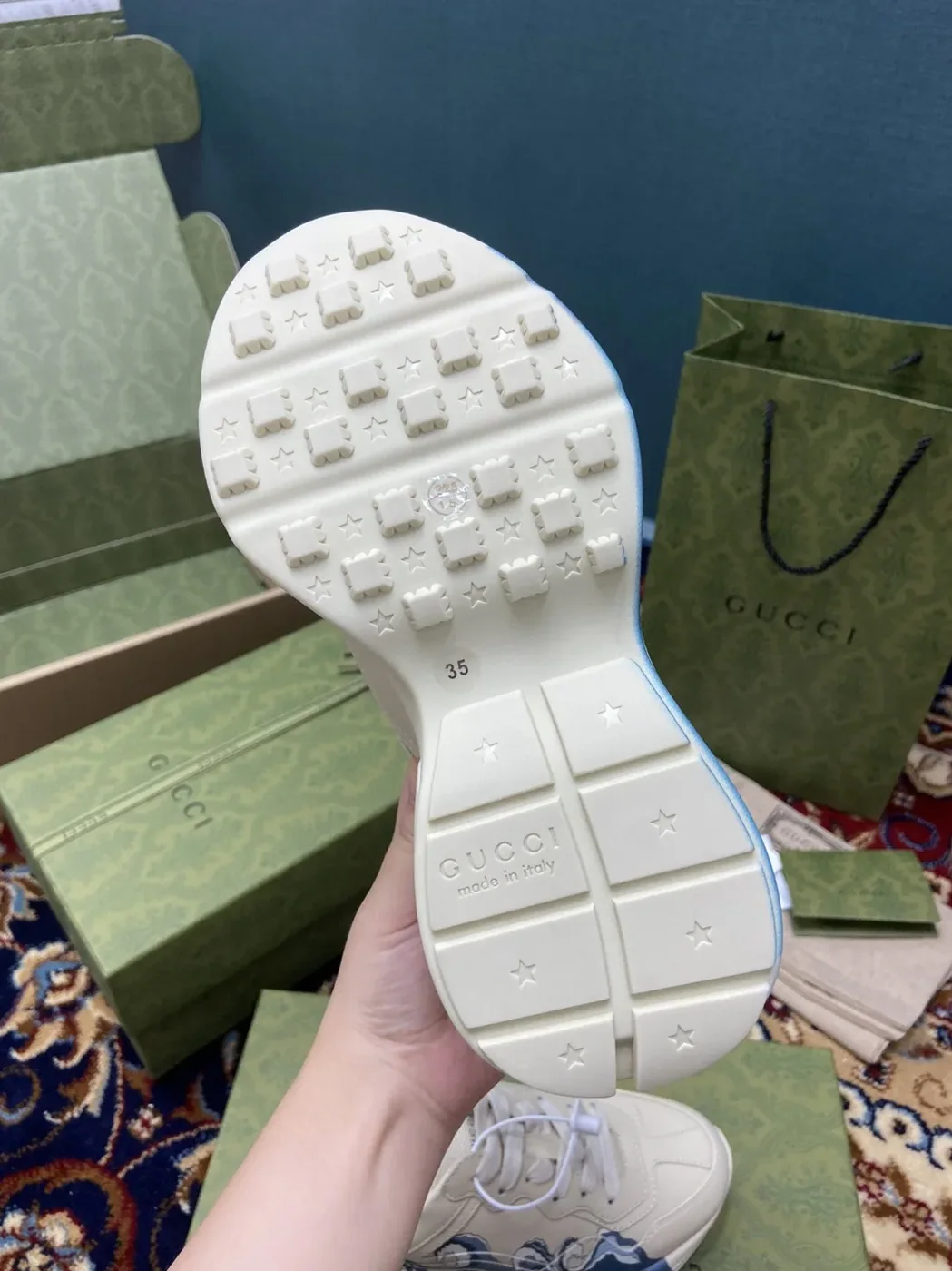 Gucci Rhyton Sneaker With Wave White Gucci Rhyton Sneaker With Wave White