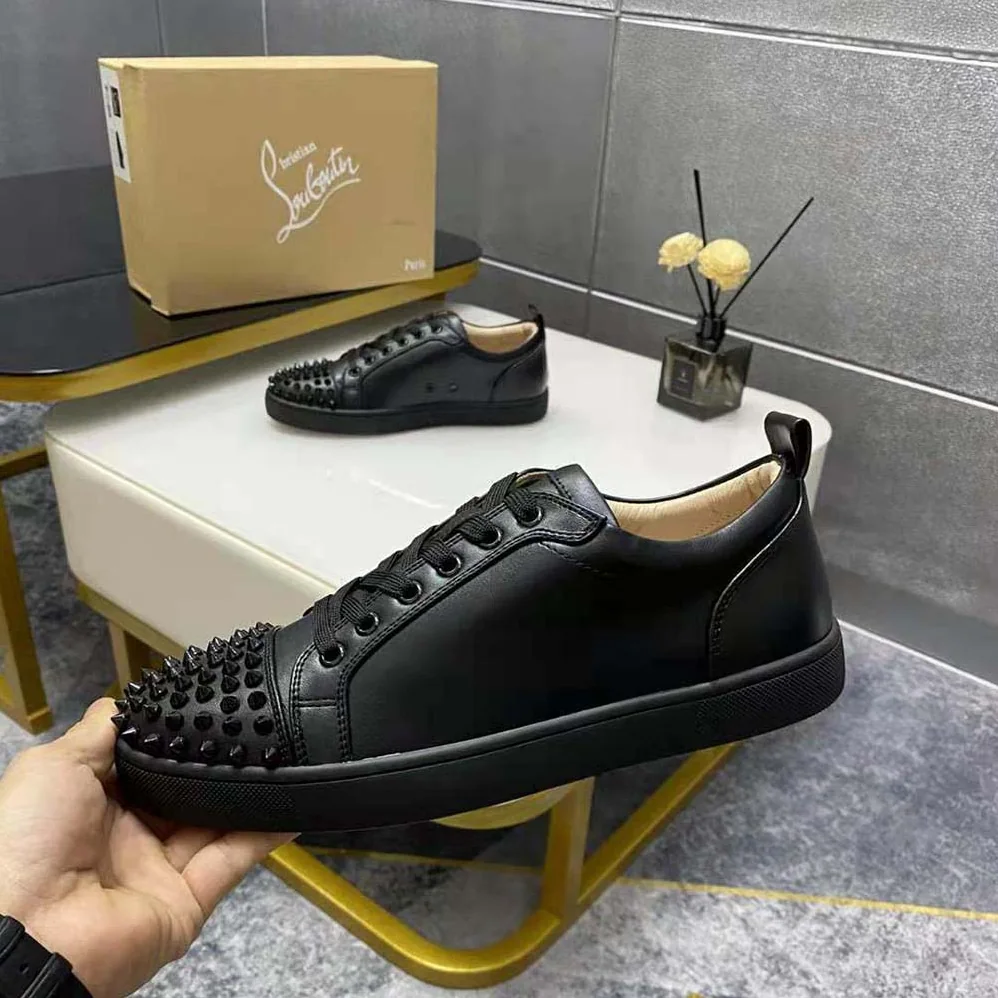 Christian Louboutin Louis Junior Spikes for Men in Black Christian Louboutin Louis Junior Spikes for Men in Black