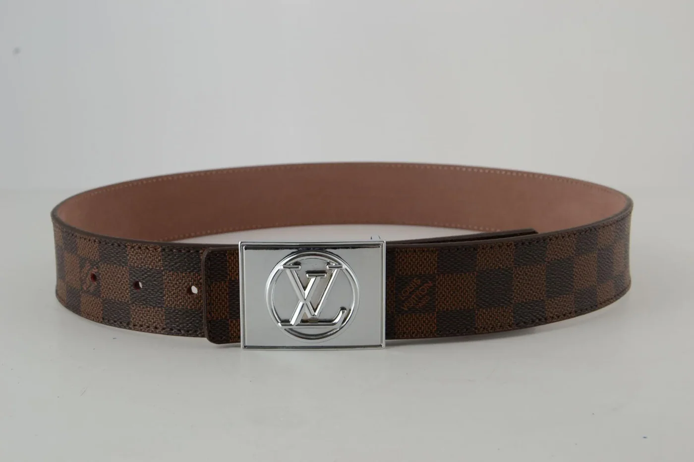 Brown Damier SiAmazinger Buckle Leather Belt