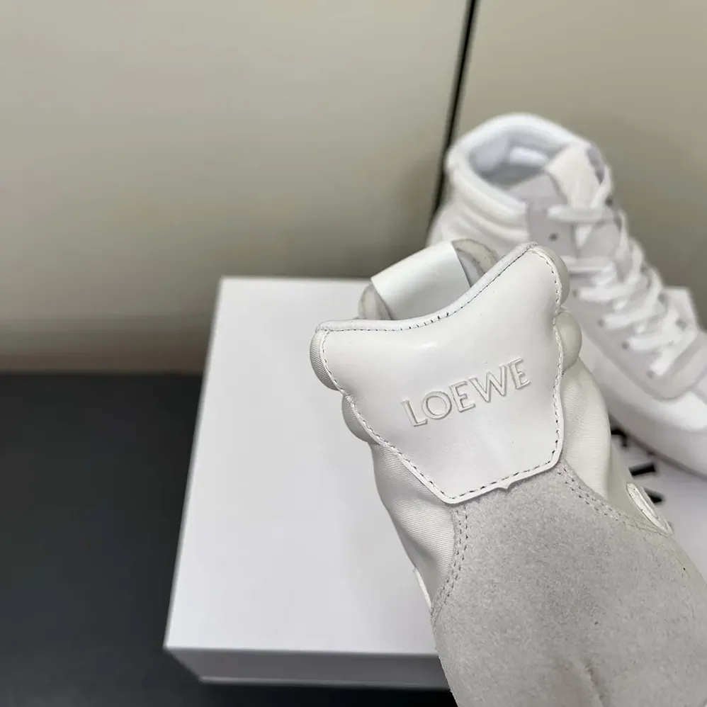 Loewe Ballet Runner 2.0 High-top in Nylon and Calfskin for Unisex in White