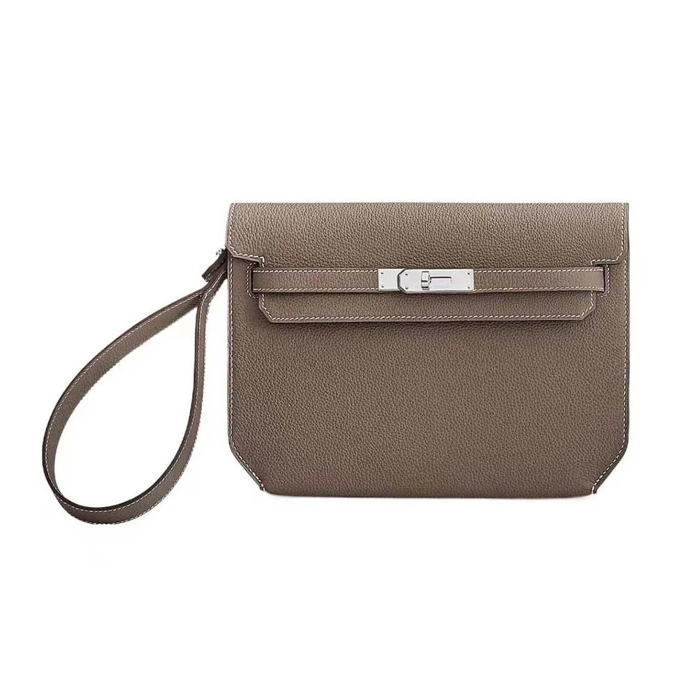 Hermes Kelly Depeches 25 Pouch for Men in Gray