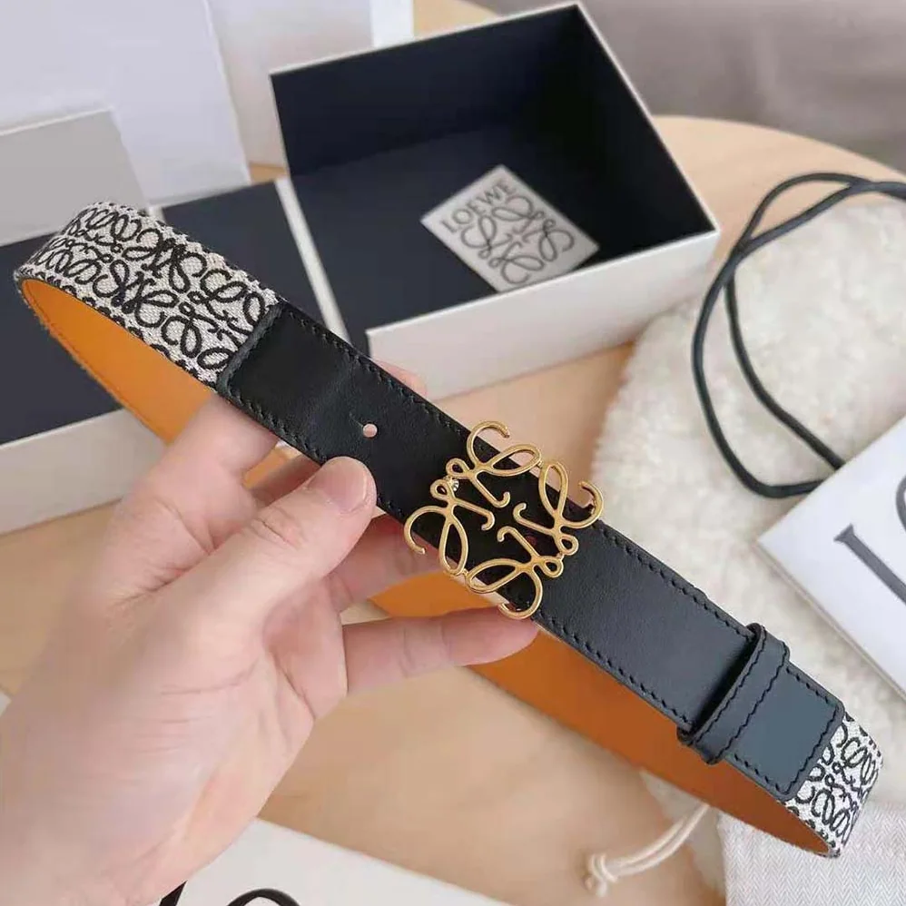 Loewe Anagram Belt in Jacquard and Calfskin Black for Women