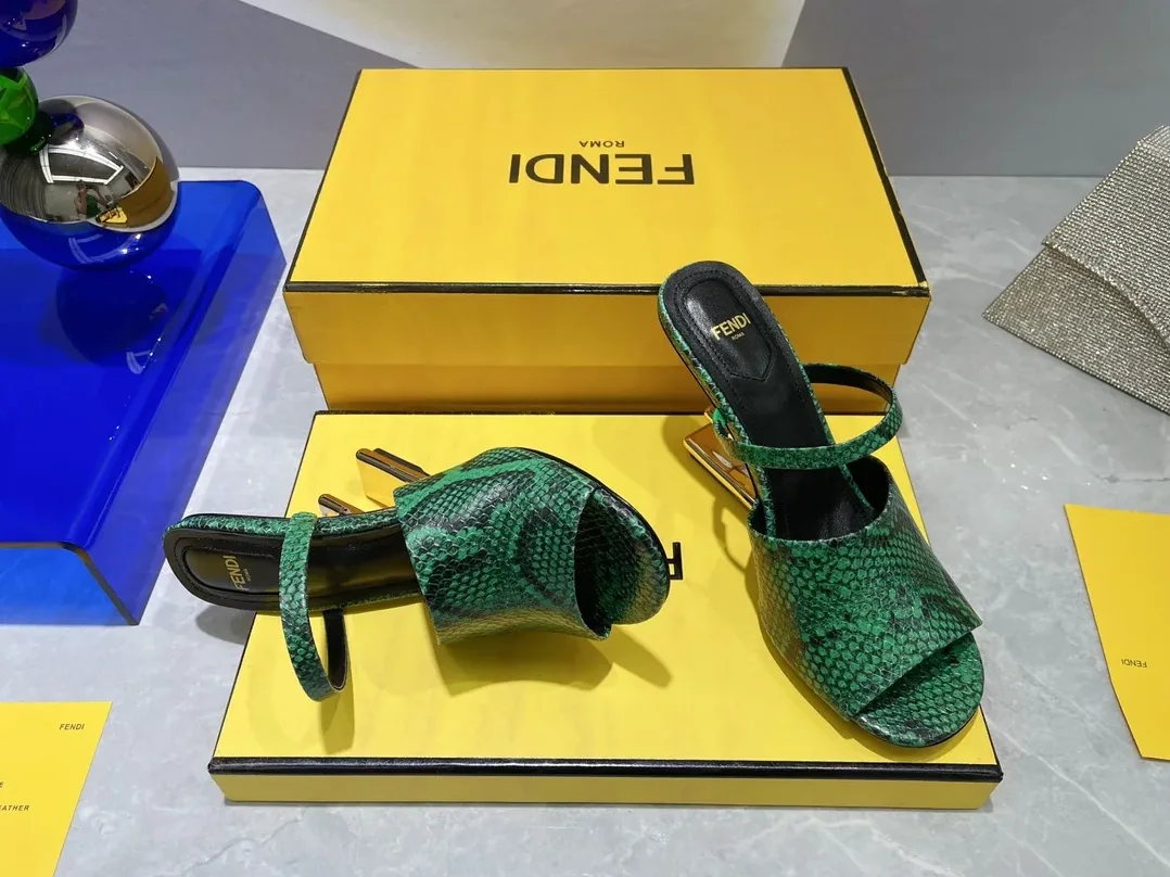 Fendi First Green Python High in Heeled Sandals Fendi First Green Python High in Heeled Sandals
