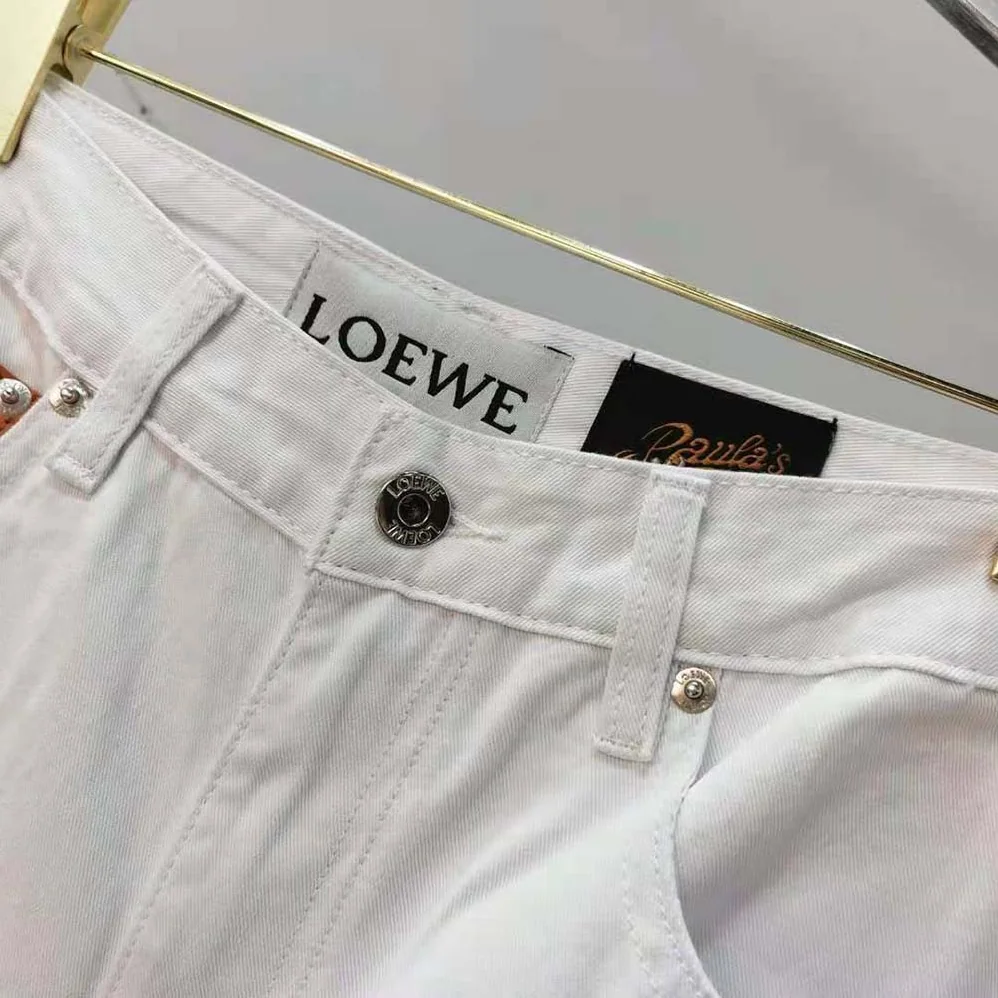 Loewe Fisherman Turn up Jeans in Denim for Women in White Loewe Fisherman Turn up Jeans in Denim for Women in White