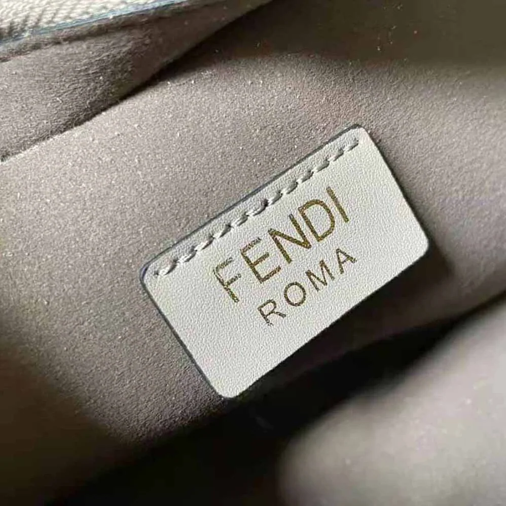 Fendi O'Lock Swing Dove Gray Tapestry Fabric Pouch for Women Fendi O'Lock Swing Dove Gray Tapestry Fabric Pouch for Women