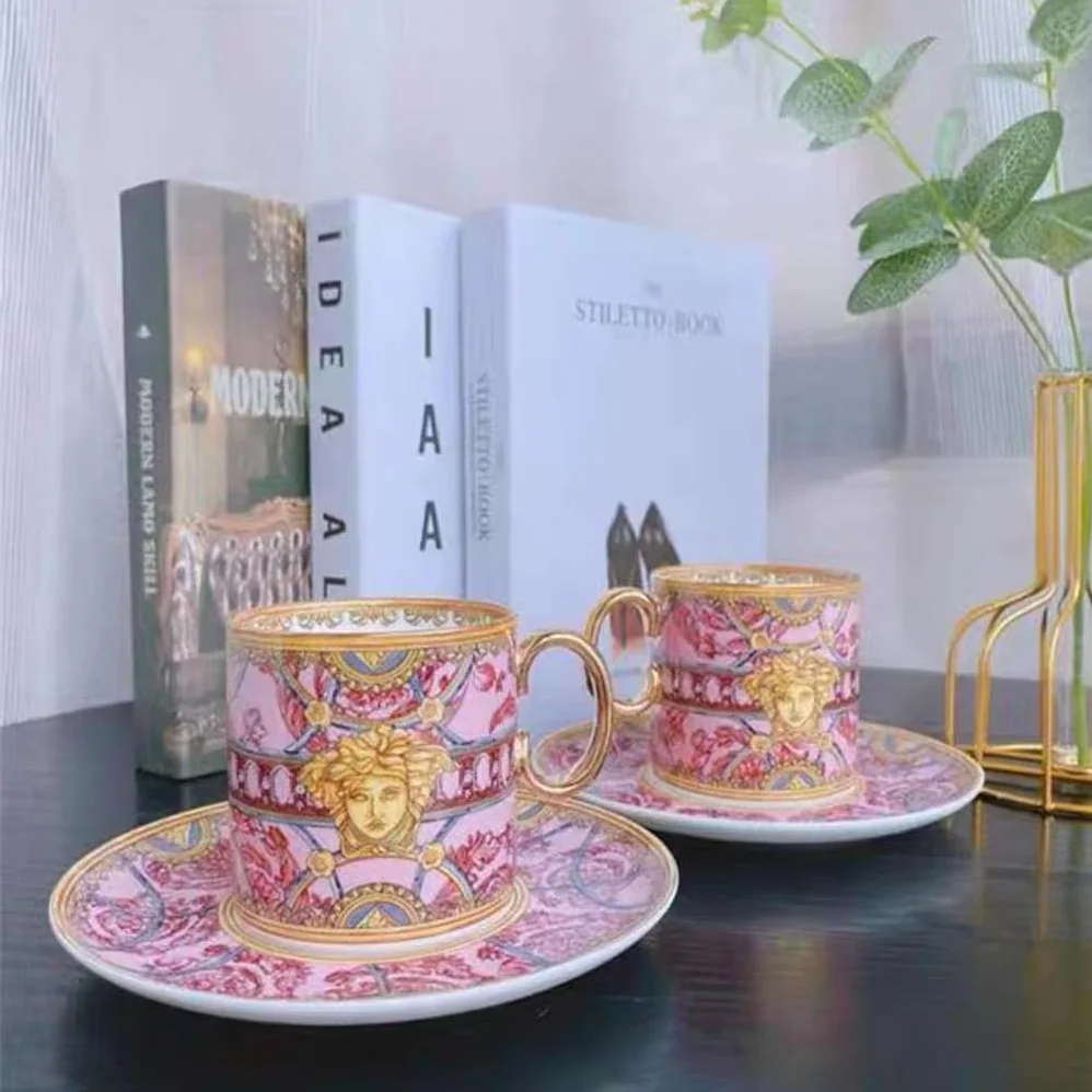 Versace Scala Del Palazzo Coffee Set Includes A Coffee Cup with Handle and A Matching Saucer for Unisex Versace Scala Del Palazzo Coffee Set Includes A Coffee Cup with Handle and A Matching Saucer for Unisex