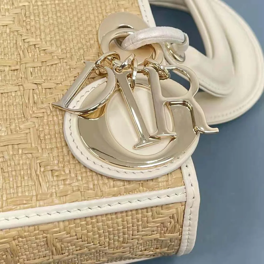 Dior Small Lady D-joy Bag Natural Macrocannage Raffia for Women