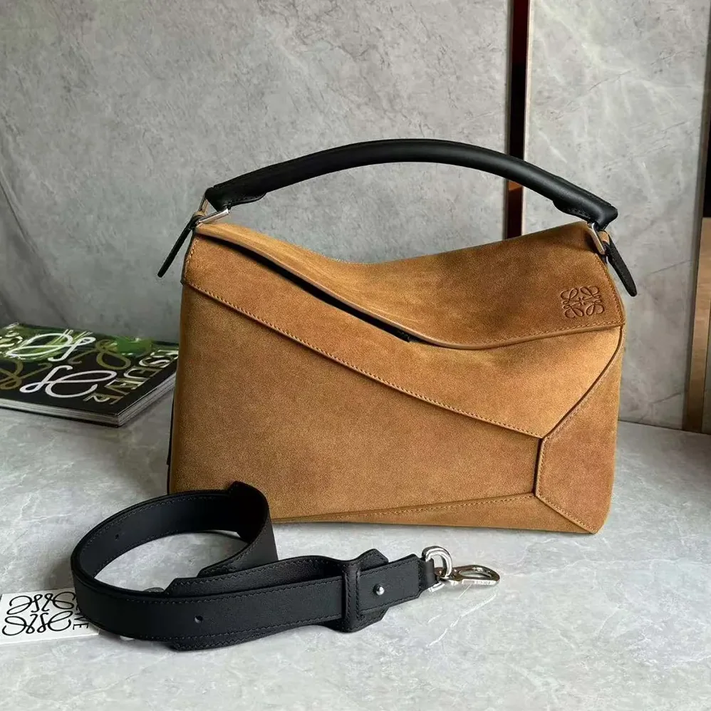 Loewe Puzzle Bag in Suede Calfskin for Unisex in Brown