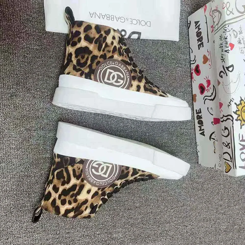 Dolce Gabbana D&G Cotton drill Portofino Light Mid-Top Sneakers with Leopard Print for Women Dolce Gabbana D&G Cotton drill Portofino Light Mid-Top Sneakers with Leopard Print for Women