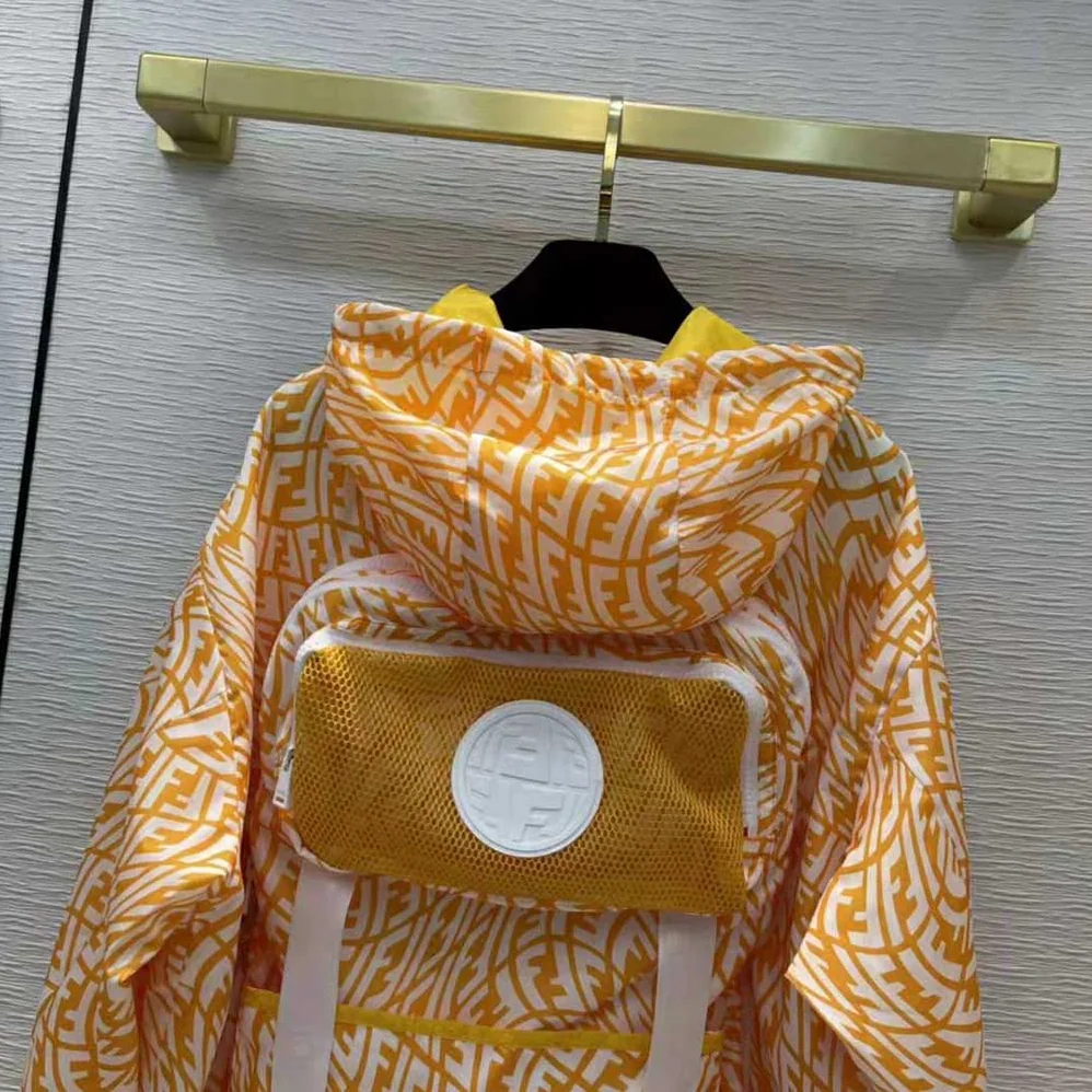 Fendi Windbreaker Yellow Nylon Jacket for Women Fendi Windbreaker Yellow Nylon Jacket for Women
