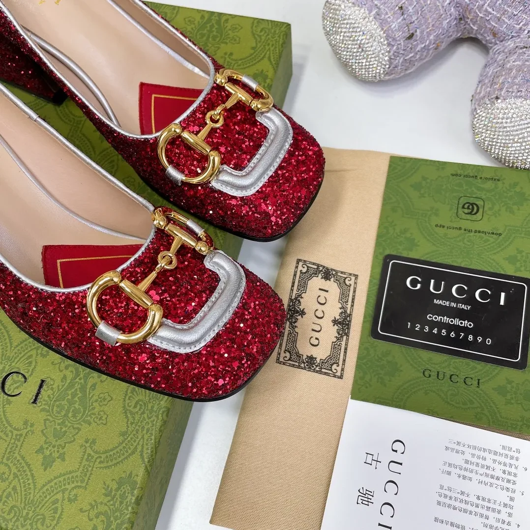 Gucci Lovelight Mid-Heel Crystal Ballet Flat With Horsebit Silver Gucci Lovelight Mid-Heel Crystal Ballet Flat With Horsebit Silver