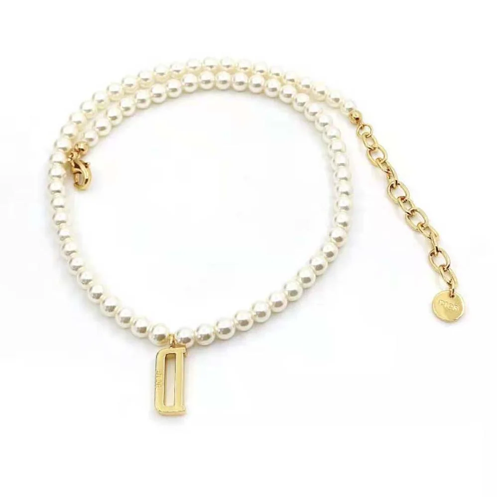 Dior Dio(r)evolution Necklace Gold-Finish Metal and White Resin Pearls for Women