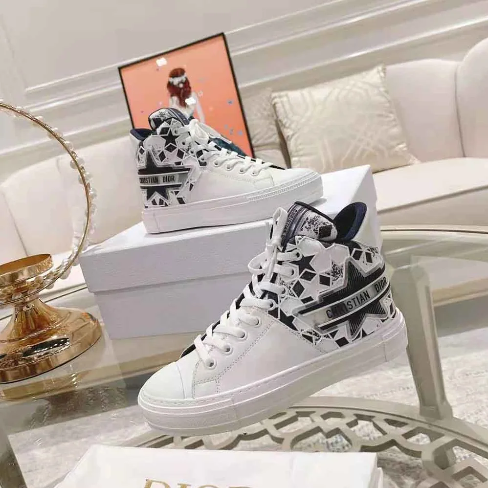 Dior Walk N Dior Star Sneaker Blue and White Calfskin and Technical Fabric for Women Dior Walk N Dior Star Sneaker Blue and White Calfskin and Technical Fabric for Women