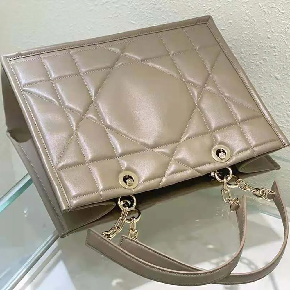 Dior Medium Dior Essential Tote Bag Hazelnut Archicannage Calfskin for Women