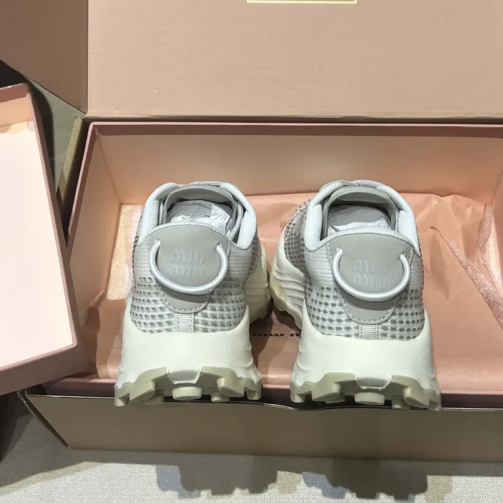 Miu Miu Technical Fabric Sneakers for Women in Silver Miu Miu Technical Fabric Sneakers for Women in Silver