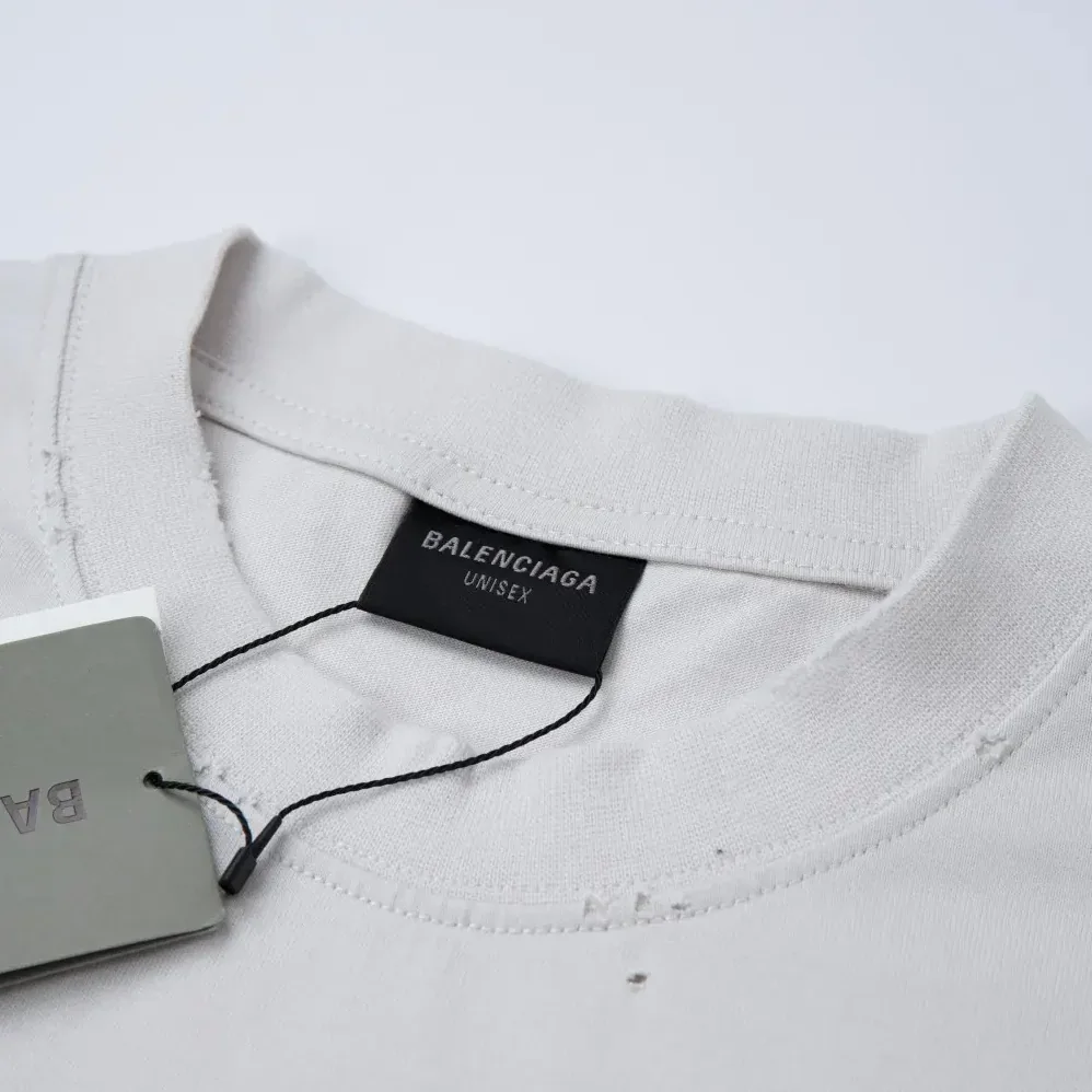 Balenciaga Lo_ve T-Shirt Medium Fit in off White and Black Vintage Jersey for Men Balenciaga Lo_ve T-Shirt Medium Fit in off White and Black Vintage Jersey for Men