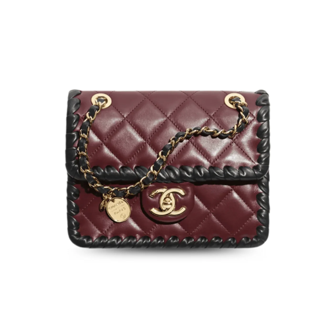 Chanel Mini Flap Bag Dark Burgundy in Black /