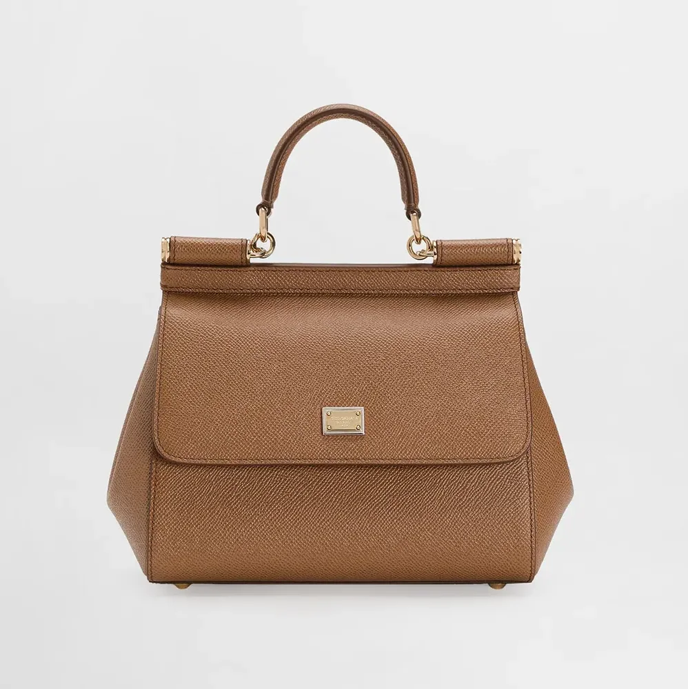Dolce Gabbana D&G Small Sicily Handbag in Dauphine Calfskin for Women in Brown Dolce Gabbana D&G Small Sicily Handbag in Dauphine Calfskin for Women in Brown