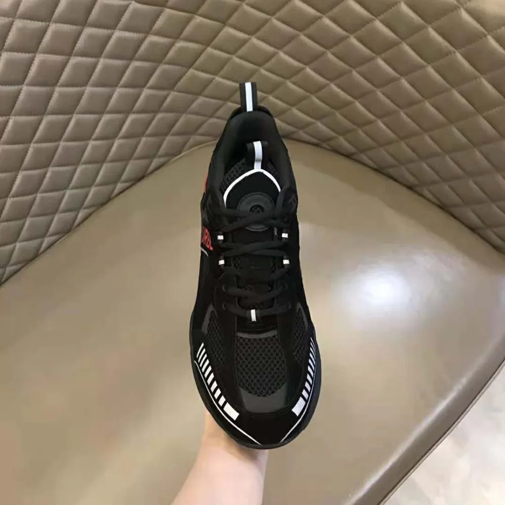 Burberry Logo Print Suede and Mesh Sneakers for Men in Black Burberry Logo Print Suede and Mesh Sneakers for Men in Black
