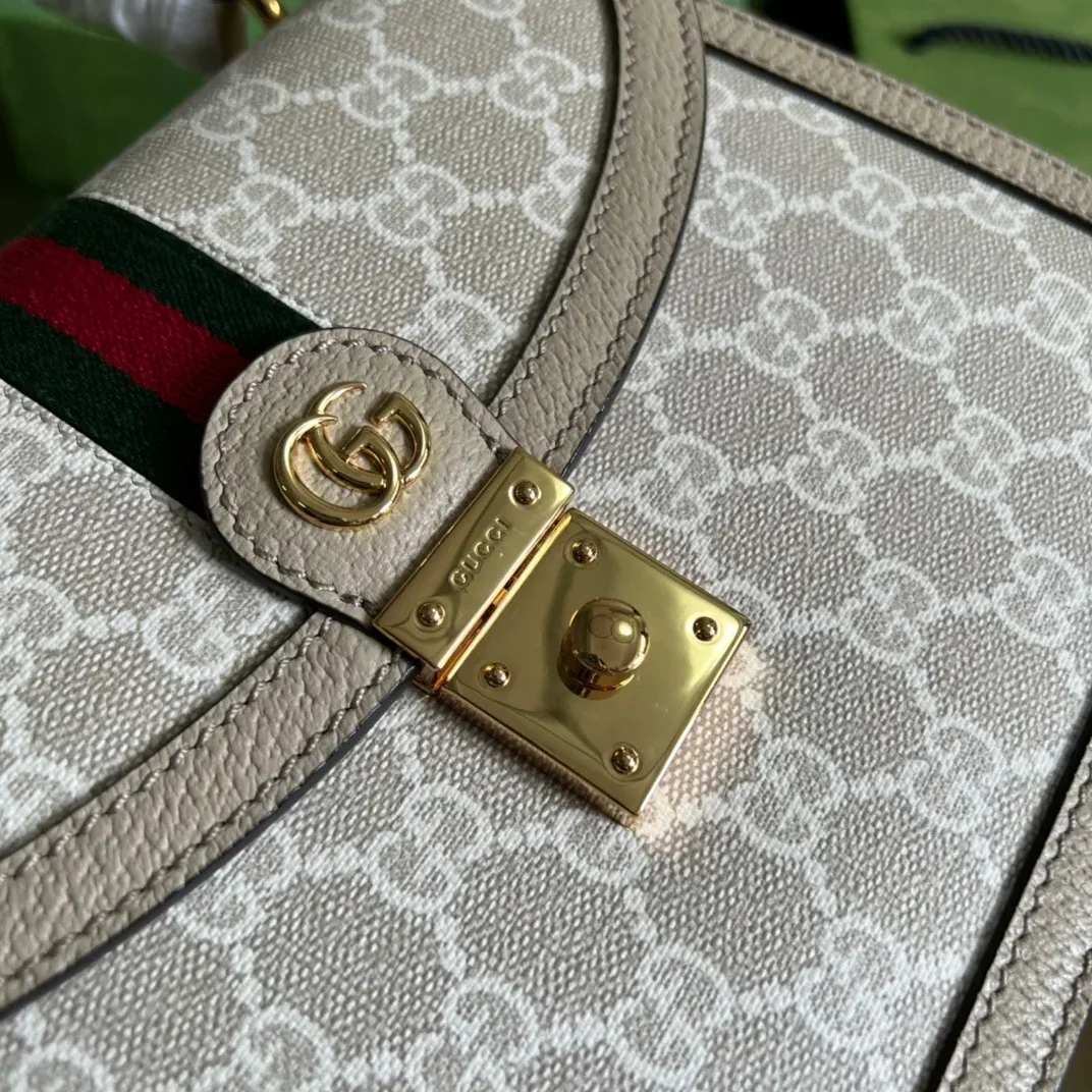 Gucci Ophidia Small GG Top Handle Bag Beige
