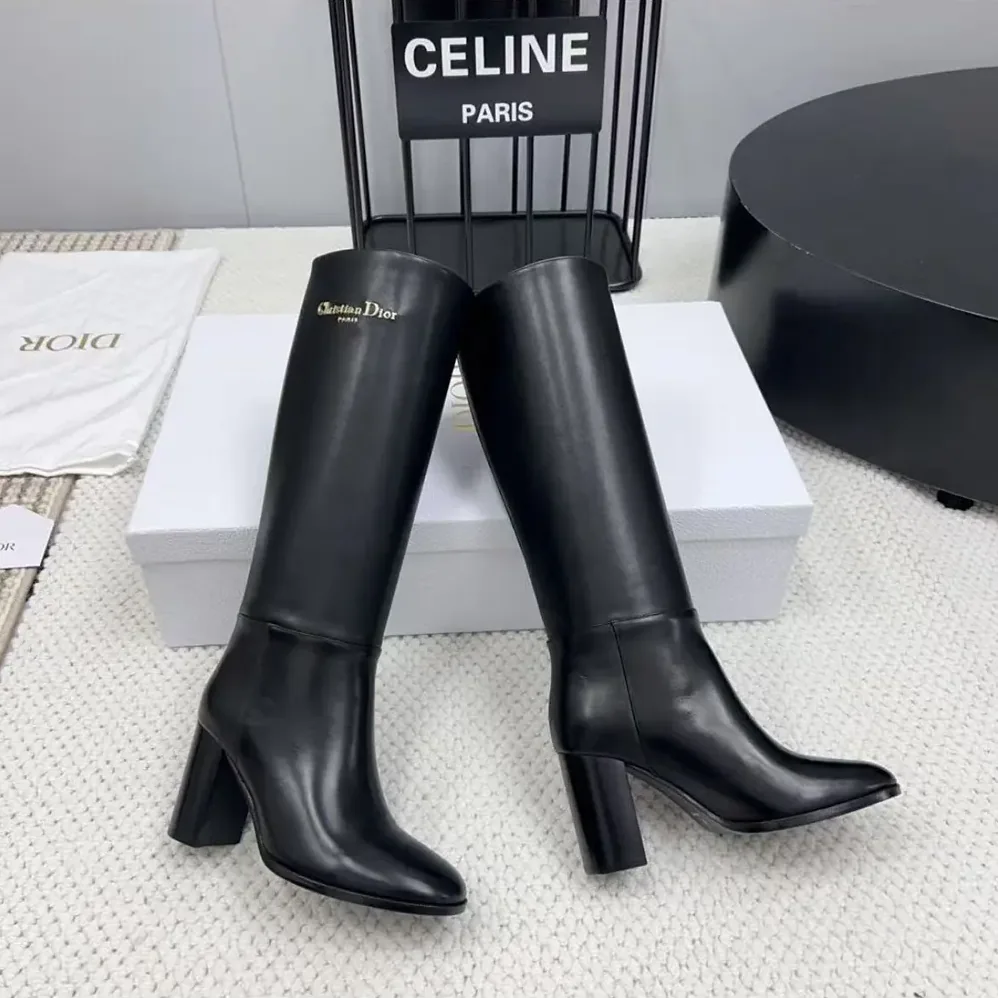 Dior D-Town Heeled Boot Black Supple Calfskin for Women Dior D-Town Heeled Boot Black Supple Calfskin for Women
