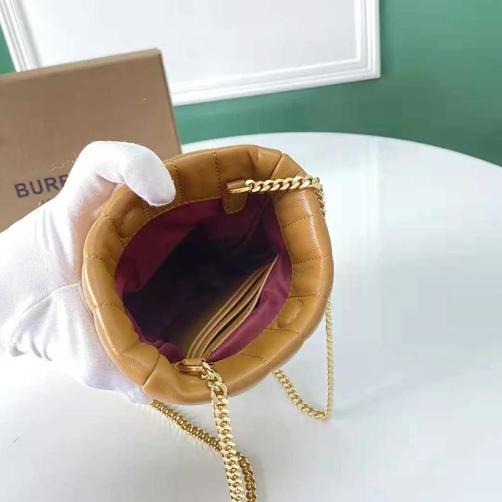 Burberry Micro Quilted Lambskin Lola Bucket Bag for Women in Brown Burberry Micro Quilted Lambskin Lola Bucket Bag for Women in Brown