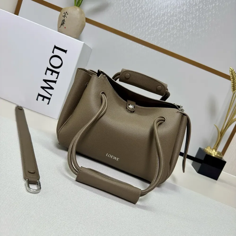 Loewe Small Madrid Bag in Supple Grained Calfskin for Women in Gray Loewe Small Madrid Bag in Supple Grained Calfskin for Women in Gray