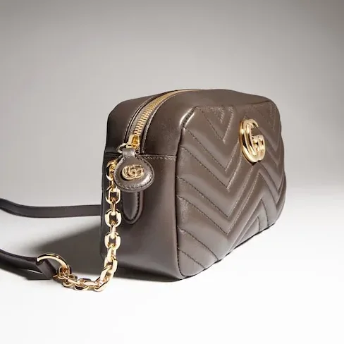 Gucci Marmont Camera Small Shoulder Bag in Dark Taupe Gold Hardware Gucci Marmont Camera Small Shoulder Bag in Dark Taupe Gold Hardware