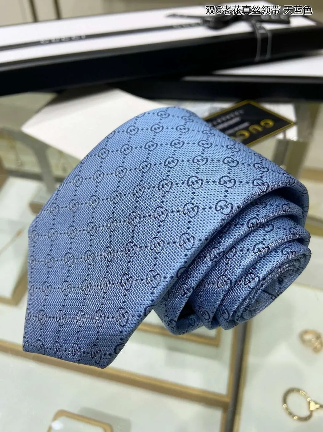 Gucci Pattern Silk Tie Blue Gucci Pattern Silk Tie Blue