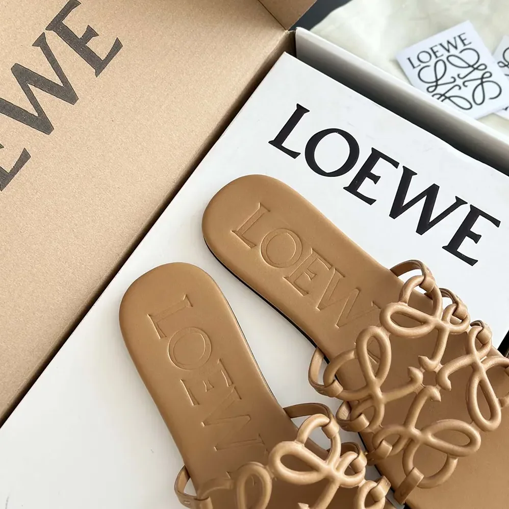 Loewe Petal Anagram Slide in Soft Calfskin for Women in Brown Loewe Petal Anagram Slide in Soft Calfskin for Women in Brown