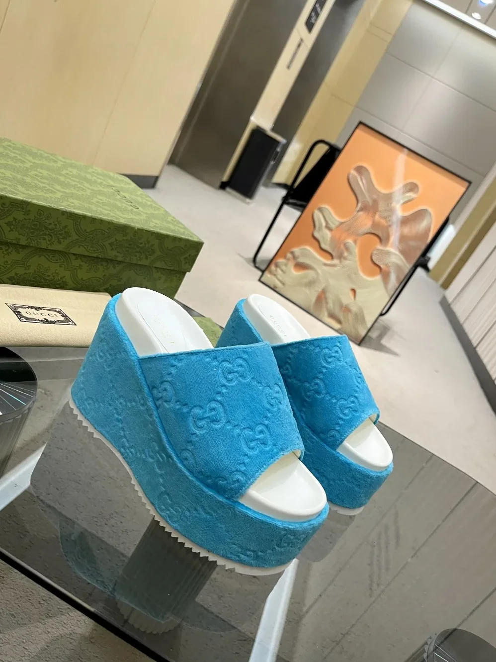Gucci GG Platform Sandal Light Blue for Women