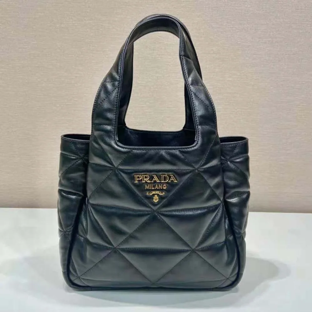 Prada Medium Nappa-Leather Tote Bag with Topstitching for Women